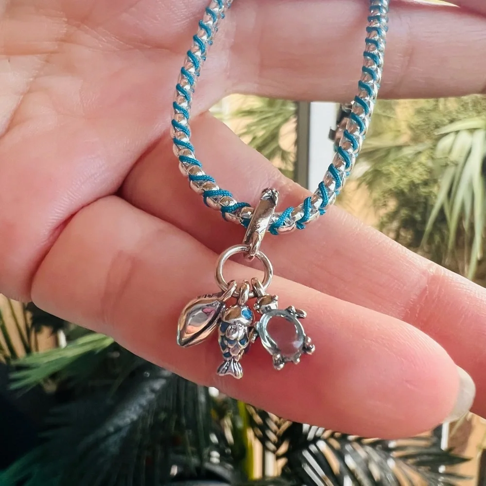 Fish, Sea Turtle & Conch Triple Dangle Charm